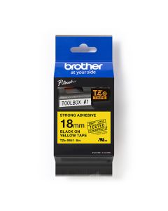 Brother originální páska do tiskárny štítků, Brother, TZE-S641, černý tisk/žlutý podklad, laminovaná, 8m, 18mm, extrémně adhezivní