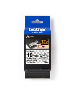Brother originální páska do tiskárny štítků, Brother, TZE-SE4, černý tisk/bílý podklad, laminovaná, 8m, 18mm, plombovací