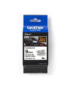 Brother originální páska do tiskárny štítků, Brother, TZE-FX221, černý tisk/bílý podklad, laminovaná, 8m, 9mm, flexibilní