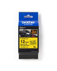 Brother originální páska do tiskárny štítků, Brother, TZE-FX631, černý tisk/žlutý podklad, laminovaná, 8m, 12mm, flexibilní