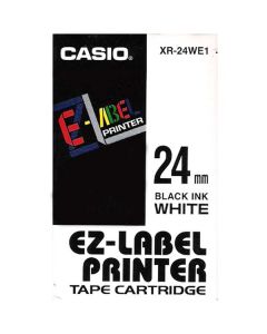 Casio originální páska do tiskárny štítků, Casio, XR-24WE1, černý tisk/bílý podklad, nelaminovaná, 8m, 24mm
