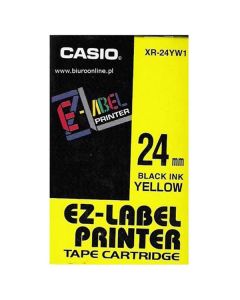 Casio originální páska do tiskárny štítků, Casio, XR-24YW1, černý tisk/žlutý podklad, nelaminovaná, 8m, 24mm