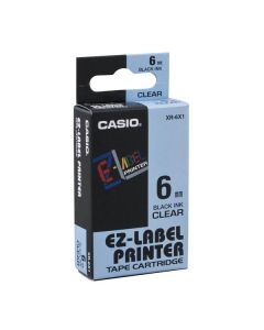 Casio originální páska do tiskárny štítků, Casio, XR-6X1, černý tisk/průhledný podklad, 6mm