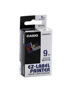 Casio originální páska do tiskárny štítků, Casio, XR-9WEB1, modrý tisk/bílý podklad, nelaminovaná, 8m, 9mm, DOPRODEJ