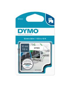 Dymo originální páska do tiskárny štítků, Dymo, 16957, S0718040, černý tisk/bílý podklad, 3.5m, 12mm, D1 speciální - flexibilní ny