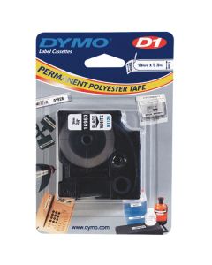 Dymo originální páska do tiskárny štítků, Dymo, 16960, S0718070, černý tisk/bílý podklad, 5.5m, 19mm, D1, speciální - permanentní
