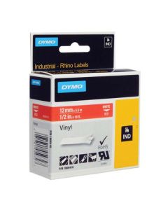 Dymo originální páska do tiskárny štítků, Dymo, 1805416, bílý tisk/červený podklad, 5.5m, 12mm, RHINO vinylová profi D1