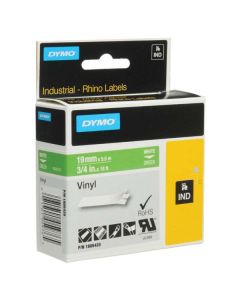 Dymo originální páska do tiskárny štítků, Dymo, 1805420, bílý tisk/zelený podklad, 5.5m, 19mm, RHINO vinylová profi D1