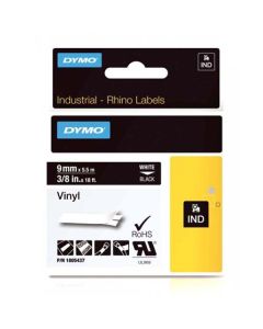 Dymo originální páska do tiskárny štítků, Dymo, 1805437, bílý tisk/černý podklad, 5.5m, 9mm, RHINO vinylová profi D1