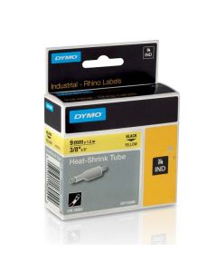 Dymo originální páska do tiskárny štítků, Dymo, 18054, S0718290, černý tisk/žlutý podklad, 1.5m, 9mm, RHINO plochá smršťovací buží