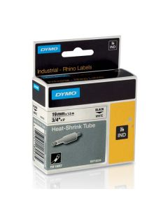 Dymo originální páska do tiskárny štítků, Dymo, 18057, S0718330, černý tisk/bílý podklad, 1.5m, 19mm, RHINO plochá smršťovací buží