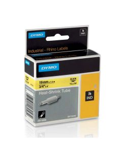 Dymo originální páska do tiskárny štítků, Dymo, 18058, S0718340, černý tisk/žlutý podklad, 1.5m, 19mm, RHINO plochá smršťovací buž