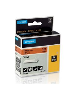 Dymo originální páska do tiskárny štítků, Dymo, 18435, S0718490, černý tisk/oranžový podklad, 5.5m, 12mm, RHINO vinylová profi D1
