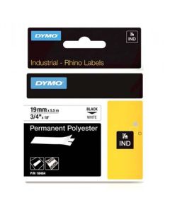 Dymo originální páska do tiskárny štítků, Dymo, 18484, černý tisk/bílý podklad, 5.5m, 19mm, RHINO permanentní polyesterová D1