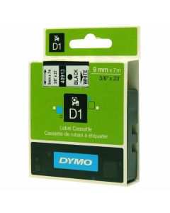 Dymo originální páska do tiskárny štítků, Dymo, 40913, S0720680, černý tisk/bílý podklad, 7m, 9mm, D1