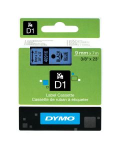 Dymo originální páska do tiskárny štítků, Dymo, 40916, S0720710, černý tisk/modrý podklad, 7m, 9mm, D1