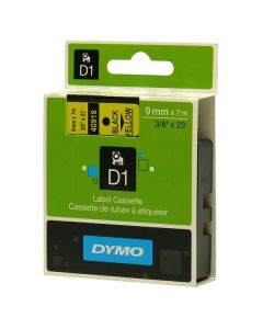 Dymo originální páska do tiskárny štítků, Dymo, 40918, S0720730, černý tisk/žlutý podklad, 7m, 9mm, D1
