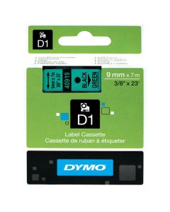 Dymo originální páska do tiskárny štítků, Dymo, 40919, S0720740, černý tisk/zelený podklad, 7m, 9mm, D1