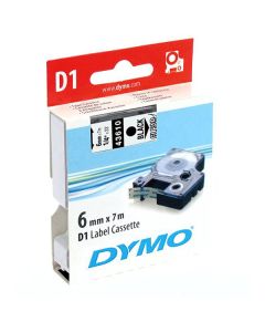Dymo originální páska do tiskárny štítků, Dymo, 43610, S0720770, černý tisk/průhledný podklad, 7m, 6mm, D1