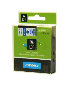 Dymo originální páska do tiskárny štítků, Dymo, 45014, S0720540, modrý tisk/bílý podklad, 7m, 12mm, D1
