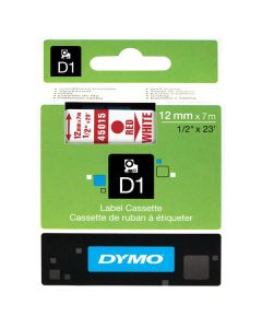 Dymo originální páska do tiskárny štítků, Dymo, 45015, S0720550, červený tisk/bílý podklad, 7m, 12mm, D1
