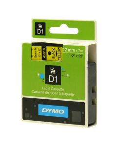 Dymo originální páska do tiskárny štítků, Dymo, 45018, S0720580, černý tisk/žlutý podklad, 7m, 12mm, D1