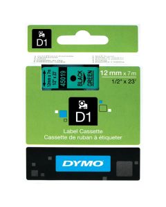 Dymo originální páska do tiskárny štítků, Dymo, 45019, S0720590, černý tisk/zelený podklad, 7m, 12mm, D1