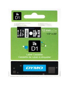 Dymo originální páska do tiskárny štítků, Dymo, 45021, S0720610, bílý tisk/černý podklad, 7m, 12mm, D1