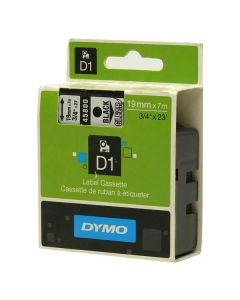 Dymo originální páska do tiskárny štítků, Dymo, 45800, S0720820, černý tisk/průhledný podklad, 7m, 19mm, D1