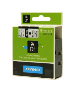 Dymo originální páska do tiskárny štítků, Dymo, 45803, S0720830, černý tisk/bílý podklad, 7m, 19mm, D1