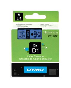 Dymo originální páska do tiskárny štítků, Dymo, 45806, S0720860, černý tisk/modrý podklad, 7m, 19mm, D1