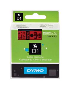 Dymo originální páska do tiskárny štítků, Dymo, 45807, S0720870, černý tisk/červený podklad, 7m, 19mm, D1