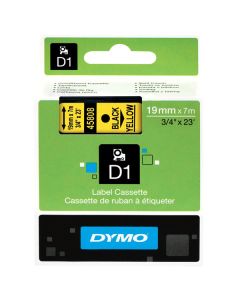 Dymo originální páska do tiskárny štítků, Dymo, 45808, S0720880, černý tisk/žlutý podklad, 7m, 19mm, D1