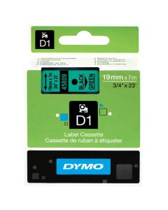 Dymo originální páska do tiskárny štítků, Dymo, 45809, S0720890, černý tisk/zelený podklad, 7m, 19mm, D1