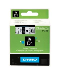 Dymo originální páska do tiskárny štítků, Dymo, 53713, S0720930, černý tisk/bílý podklad, 7m, 24mm, D1
