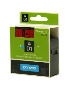 Dymo originální páska do tiskárny štítků, Dymo, 53717, S0720970, černý tisk/červený podklad, 7m, 24mm, D1