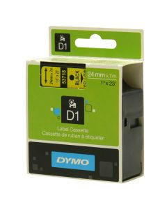 Dymo originální páska do tiskárny štítků, Dymo, 53718, S0720980, černý tisk/žlutý podklad, 7m, 24mm, D1