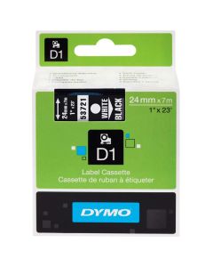 Dymo originální páska do tiskárny štítků, Dymo, 53721, S0721010, bílý tisk/černý podklad, 7m, 24mm, D1