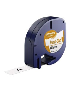 Dymo originální páska do tiskárny štítků, Dymo, S0718850, černý tisk/bílý podklad, 2m, 12mm, LetraTag nažehlovací páska