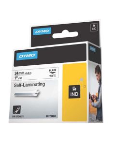 Dymo originální páska do tiskárny štítků, Dymo, 1734821, S0773860, černý tisk/bílý podklad, 5.5m, 24mm, RHINO vinylová laminovací