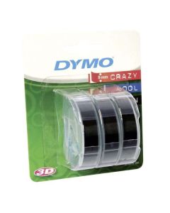 Dymo originální páska do tiskárny štítků, Dymo, S0847730, černý podklad, 3m, 9mm, 3D, 1 blistr/3 ks