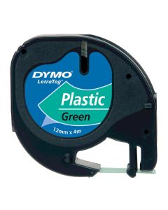 Dymo originální páska do tiskárny štítků, Dymo, 91204, S0721640, černý tisk/zelený podklad, 4m, 12mm, LetraTag plastová páska