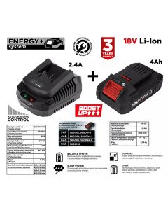Sada baterie a nabíječky, 58GE132-1, 4 ah baterie + nabíječka, BOOST UP, GRAPHITE