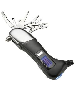 Digitální měřič tlaku v pneumatikách Promate roadGear 0.1-10bar, černý, multifunkční, DOPRODEJ