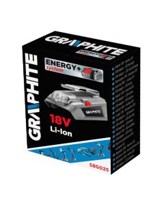 USB Nabíječka akumulátorů a svítilna, 18V, Energy+, Graphite