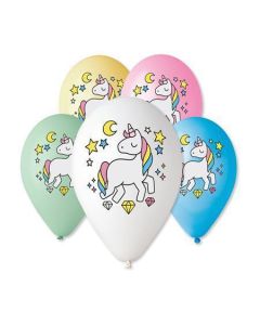 Balónek s jednorožcem, různé barvy, 30 cm, 10 ks/balení, 1020011-PRINTUNIKORNIS