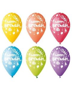Balónek, Happy Birthday, klaun, 30 cm