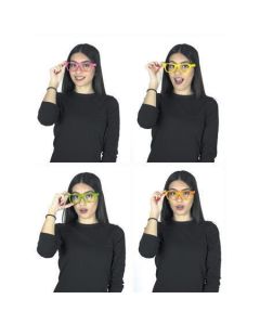 Brýle, neonové barvy, fluorescenční v UV světle, plastové, 4 ks
