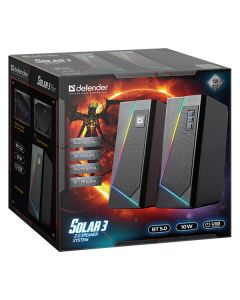 Defender reproduktory Solar 3, 2.0, 10W, černé, regulace hlasitosti, Bluetooth, podsvícení, 160Hz~20kHz