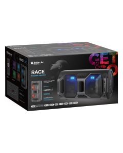 Defender reproduktor Rage, Li-Ion, 2.0, 50W, černý, regulace hlasitosti, LED podsvícení, BT 5.0, TWS, dálkové ovládání, 45Hz~22kHz